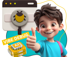 Тестирование & Vibe Debug. Охотники за багами - КИБЕРшкола программирования для детей, компьютерные курсы для школьников, начинающих и подростков - KIBERone г. Улан-Удэ